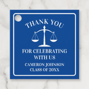 Étiquettes Cadeau Blue White Law School Custom Graduation Party