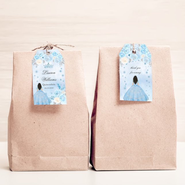 Étiquettes-cadeau Blue Winter Wonderland Quinceanera Party (Créateur téléchargé)