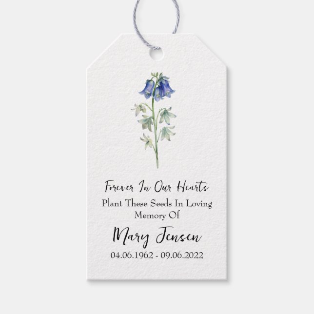 Étiquettes-cadeau Bluebell Seed Packet Memorial Funeral (Devant)