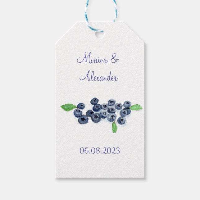 Étiquettes-cadeau Blueberries Fruits de bleuets Fruits de mariage (Devant)