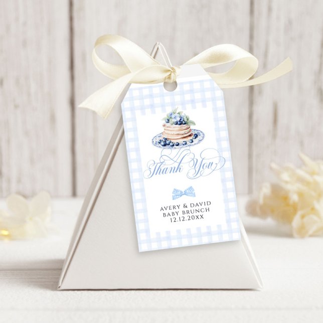 Étiquettes-cadeau Blueberry Pancake Baby Brunch Baby shower Garçon (Créateur téléchargé)