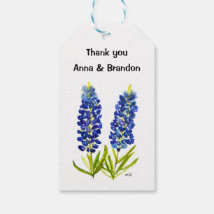 Étiquettes-cadeau Bluebonnets Fleurs Bleu Floral Aquarelle Mariage