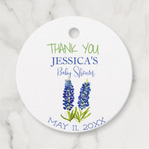 Étiquettes Cadeau Bluebonnets Fleurs Texas Baby shower Girl