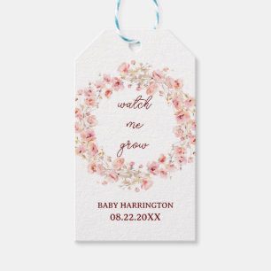 Étiquettes-cadeau Blush Boho Floral Watch Me Croissance Baby shower