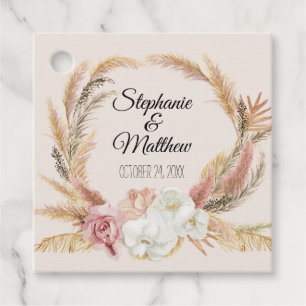 Étiquettes Cadeau Blush Floral Jungle Neutral Pampas Palm Mariage