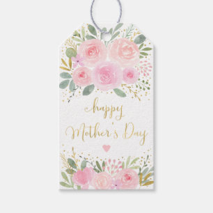 Étiquettes-cadeau Blush Gold Floral Bonne fête des mères