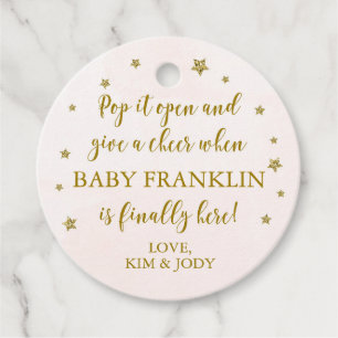 Étiquettes Cadeau Blush & Gold Pop It Open Mini Champagne