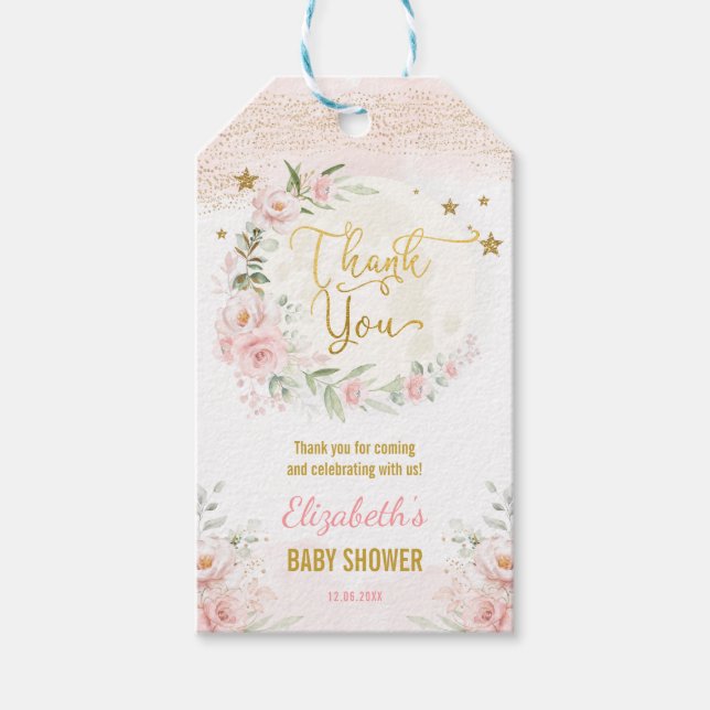 Étiquettes-cadeau Blush Moon Twinkle Little Star Baby shower Faveurs (Devant)