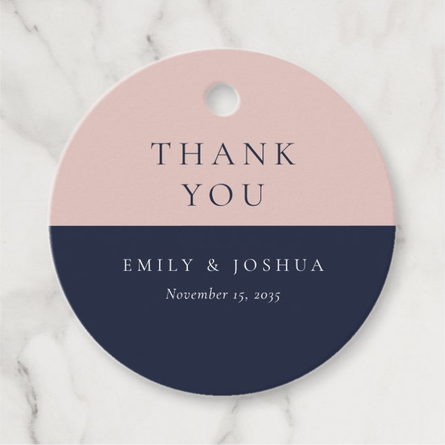 Étiquettes Cadeau Blush Navy Mariage moderne (Devant)