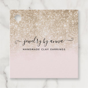 Étiquettes Cadeau Blush Pink and Gold Parties scintillant Business