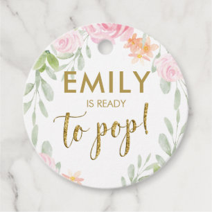 Étiquettes Cadeau Blush Pink and Gold Parties scintillant Pop it Fav