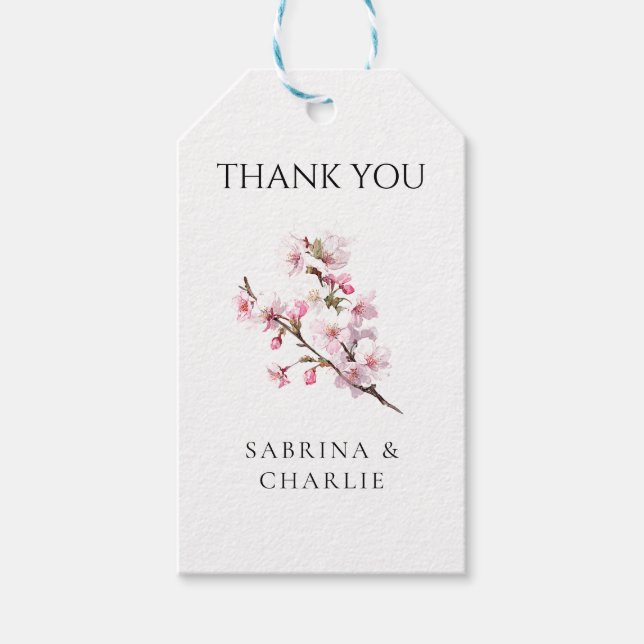 Étiquettes-cadeau Blush Pink Cherry Blossom Elegant Floral (Devant)
