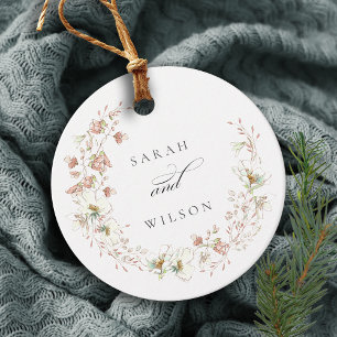 Étiquettes Cadeau Blush White Rustic Meadow Floral Wreath Mariage