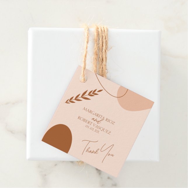 Étiquettes Cadeau Bohemian Tan Brown Mariage Couples Merci (En situation)