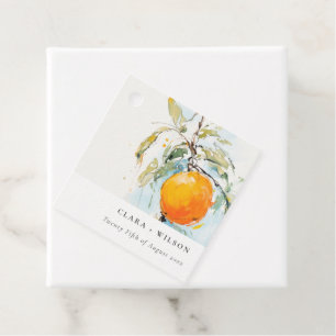Étiquettes Cadeau Boho Abstrait Sketchy Orange Garden Mariage