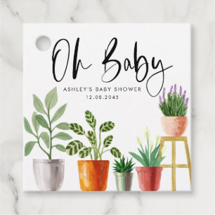 Étiquettes Cadeau Boho Aquarelle Poted Houplant Baby shower