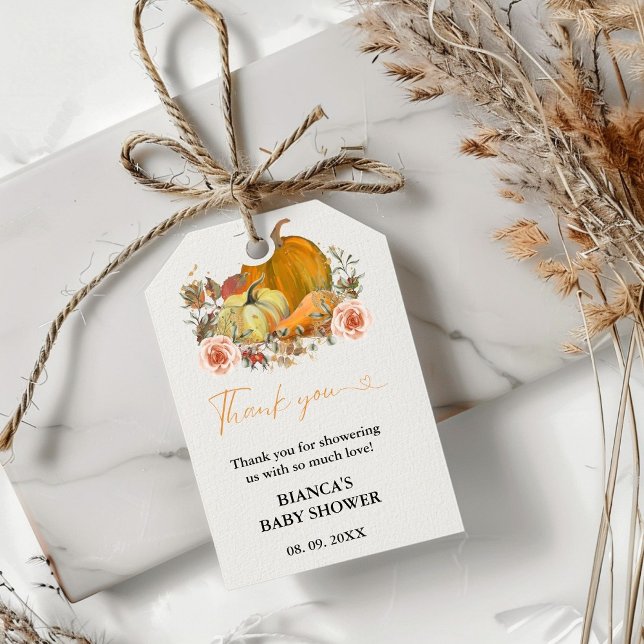 Étiquettes-cadeau Boho automne citrouille remerciement baby shower (Créateur téléchargé)