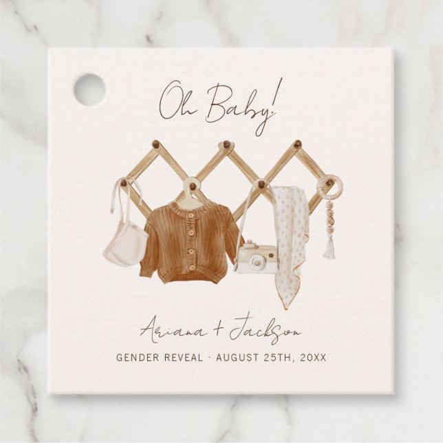 Étiquettes Cadeau Boho Baby douche neutre (Devant)