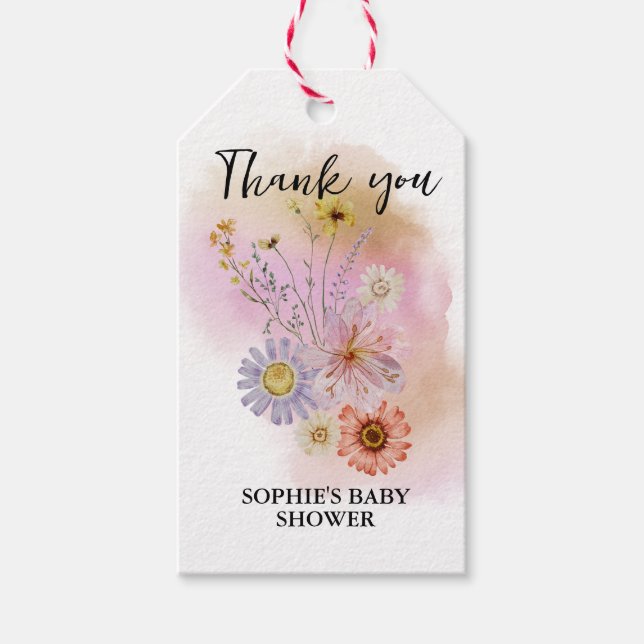 Étiquettes-cadeau Boho Baby en Fleur Baby Shower (Devant)