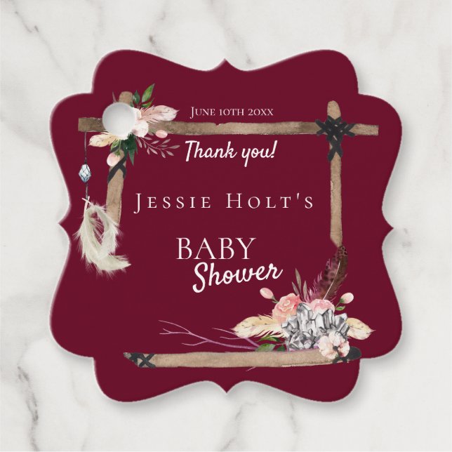 Étiquettes Cadeau Boho Beau Merci de Baby shower (Devant)