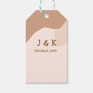 Étiquettes-cadeau Boho beige curvy orange nom mariage date