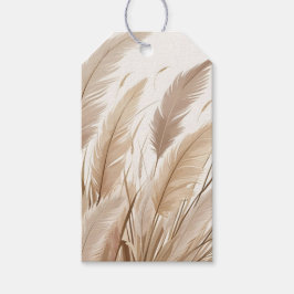 Étiquettes-cadeau Boho Beige Pampas Grass Mariage