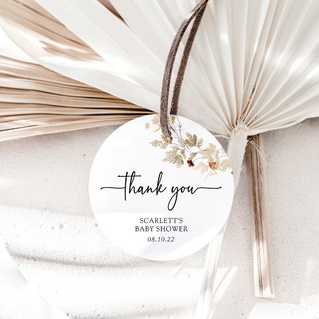 Étiquettes Cadeau Boho Blanc Wildflower Baby Douche (White Boho Wildflower Baby Shower Favor Tags by Painted Paperie
)