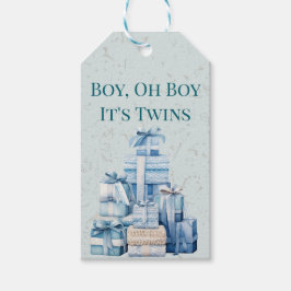 Étiquettes-cadeau Boho Blue Cadeaux Twin Boys Baby shower