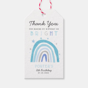 Étiquettes-cadeau Boho Blue Rainbow fête d'anniversaire si lumineux