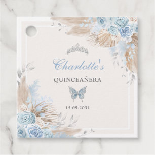 Étiquettes Cadeau Boho Blue Silver Quinceanera Miss Quince 15