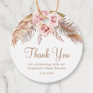 Étiquettes Cadeau Boho Bohemian Pampas herbe baby shower merci