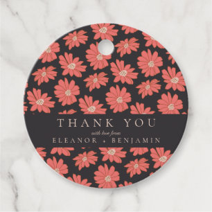 Étiquettes Cadeau Boho Botanique Noir Rouge Merci de mariage personn