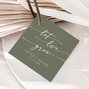 Étiquettes Cadeau Boho Chic Olive Green Let Love Grow Mariage