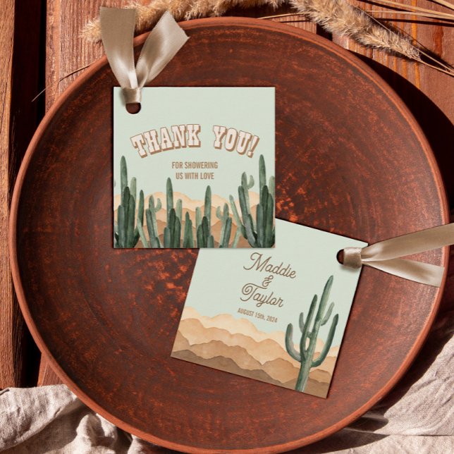Étiquettes Cadeau Boho Désert Cactus Western Merci (Créateur téléchargé)