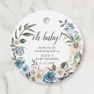 Étiquettes Cadeau Boho Dusty Baby shower aux fleurs beiges