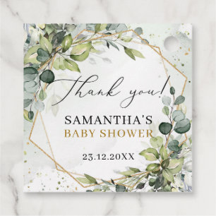 Étiquettes Cadeau Boho Eucalyptus verdure branches Baby shower or