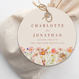 Étiquettes Cadeau Boho Fleur de Champ Beige Mariage Remerciements