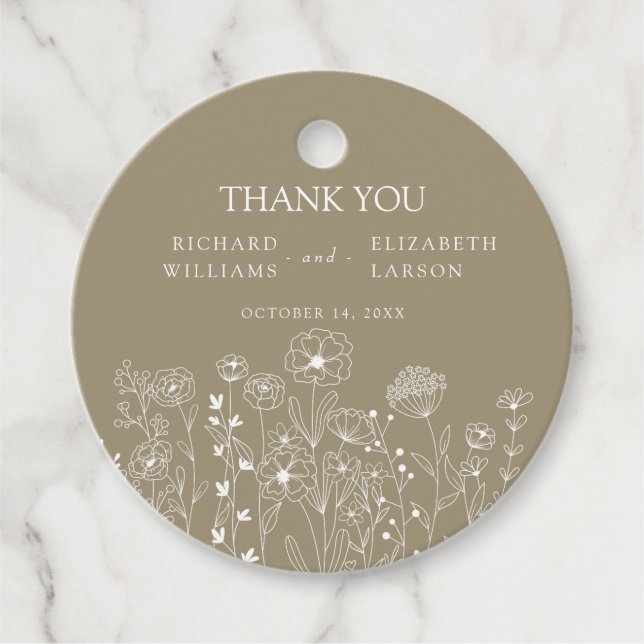 Étiquettes Cadeau Boho Fleur sauvage moderne Mariage aquarelle (Devant)
