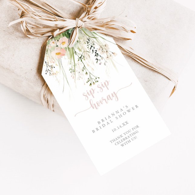 Étiquettes-cadeau Boho Fleur sauvage Sip Sip Hooray Fête des mariées (Créateur téléchargé)