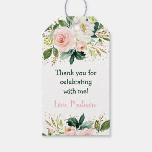 Étiquettes-cadeau Boho Floral Blush Gold Anniversaire