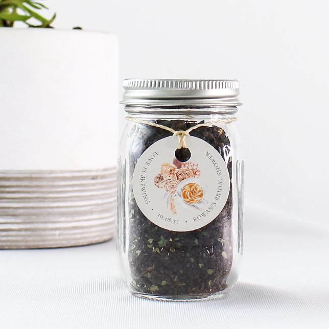 Étiquettes Cadeau Boho Floral Café "L'amour brasse" Fête des mariées (Créateur téléchargé)