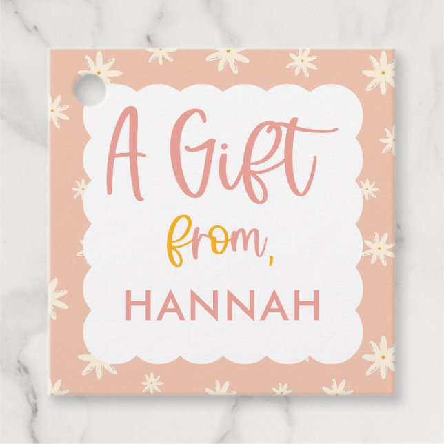 Étiquettes Cadeau Boho Floral Daisy Cadeau Anniversaire (Devant)