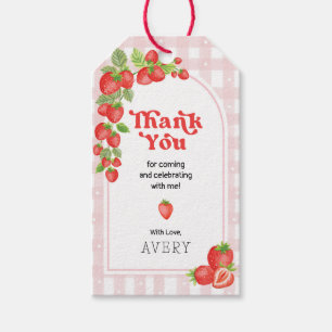 Étiquettes-cadeau Boho fraise Berry Premier anniversaire Merci