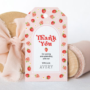 Étiquettes-cadeau Boho fraise Berry Premier anniversaire Merci