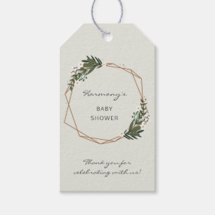 Étiquettes-cadeau Boho Géométrique Verdure Baby shower neutre genre