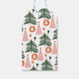 Étiquettes-cadeau Boho Green Rose Orange Rustique Arbres de Noël