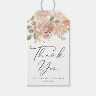 Étiquettes-cadeau Boho Mauve Peach Flowers Anniversaire Merci de fêt