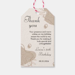 Étiquettes-cadeau Boho Modern Leaf Tous les âges Anniversaire
