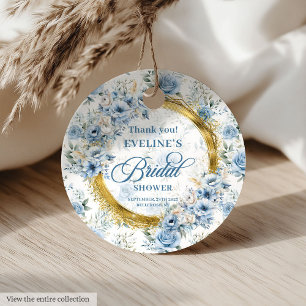 Étiquettes Cadeau Boho Moderne Fleurs Sauvages Paillettes Bleu Poudr