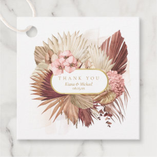 Étiquettes Cadeau Boho Oasis Mariage Floral Merci V2 ID959